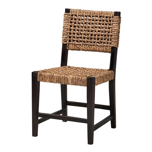 baxton studio bali & pari Alise Modern Bohemian Dark Brown Mahogany Wood and Seagrass Dining Chair