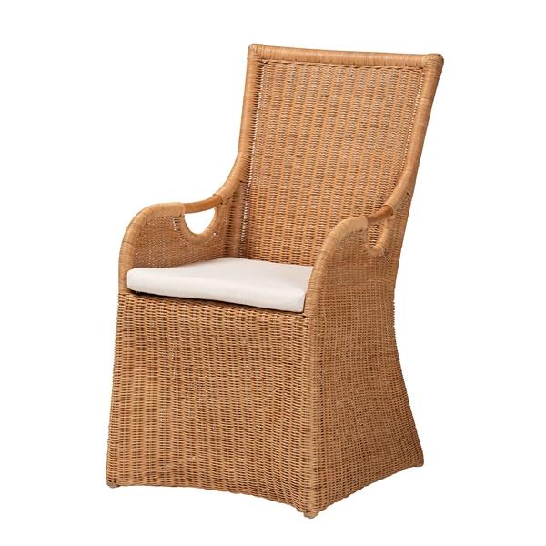 baxton studio bali & pari Amsterdam Bohemian Light Honey Rattan Dining Chair
