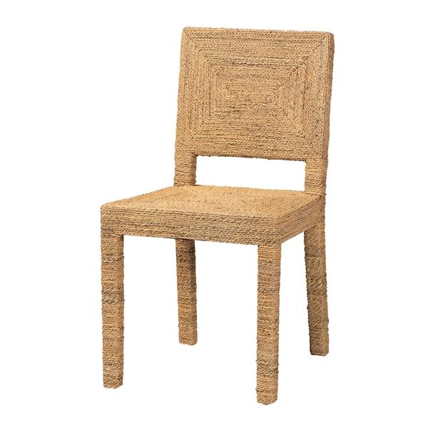 baxton studio bali & pari Anfield Modern Bohemian Natural Seagrass and Mahogany Wood Dining Chair