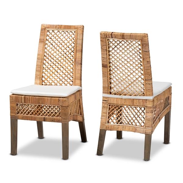 baxton studio bali & pari Argos Modern Bohemian Natural Brown Rattan 2-Piece Dining Chair Set