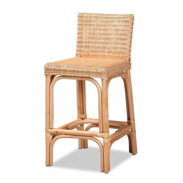 baxton studio bali & pari Athena Modern and Contemporary Natural Finished Rattan Counter Stool