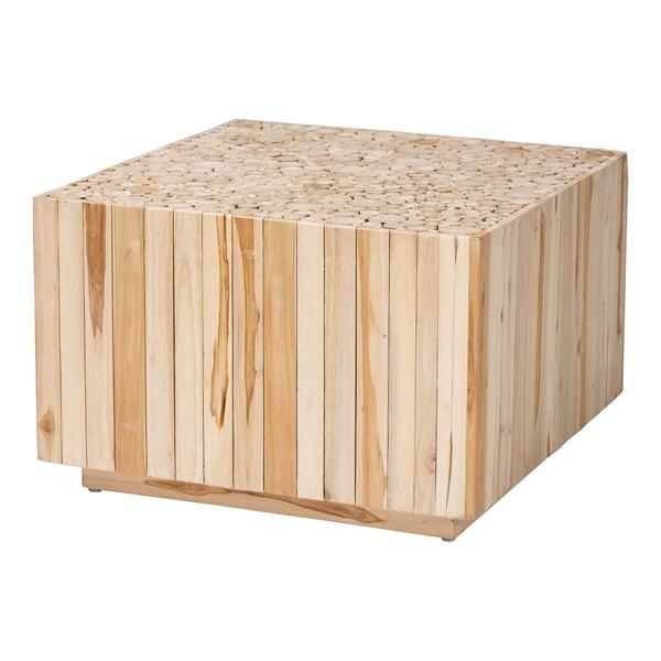 baxton studio bali & pari Augusta Bohemian Natural Teak Wood Coffee Table with Unique Repurposed Wood Logs