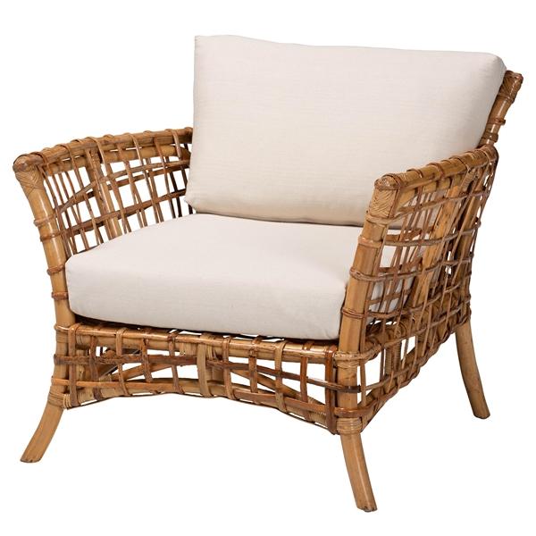 baxton studio bali & pari Babette Modern Bohemian Natural Brown Rattan Arm Chair