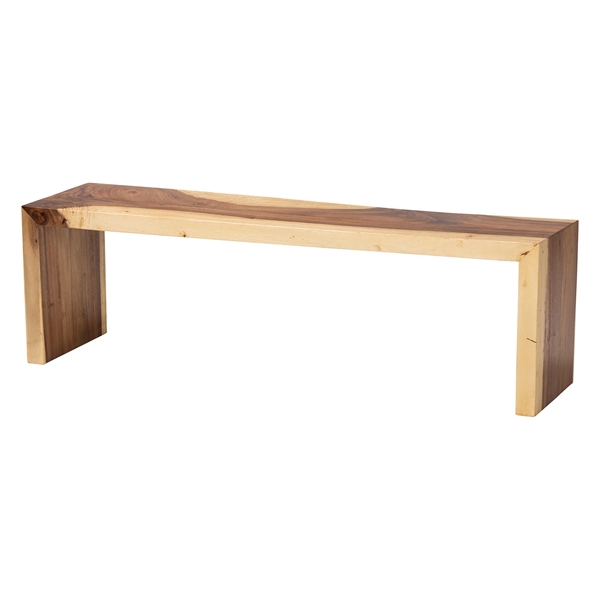 baxton studio bali & pari Bai Solid Suar Wood Accent Bench - Modern Rustic Natural Wood Seating for Entryway Dining or Living Room