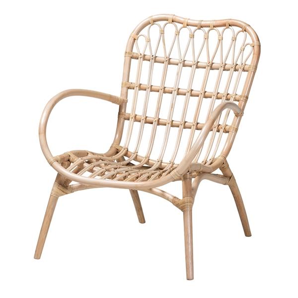 baxton studio bali & pari Bajo Modern Bohemian Natural Brown Rattan Arm Chair