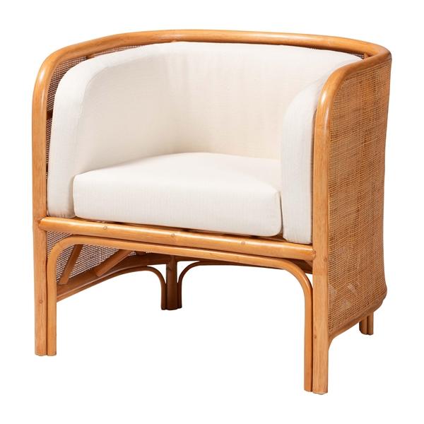 baxton studio bali & pari Bandung Bohemian Light Honey Rattan Accent Chair