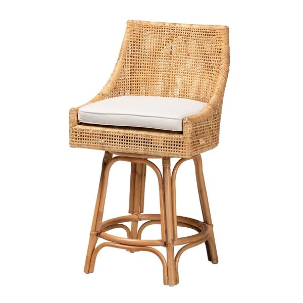 baxton studio bali & pari Bella Modern Bohemian Natural Brown Rattan Counter Stool