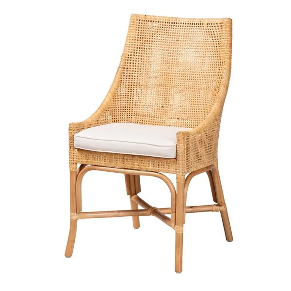baxton studio bali & pari Bella Modern Bohemian Natural Brown Rattan Dining Chair