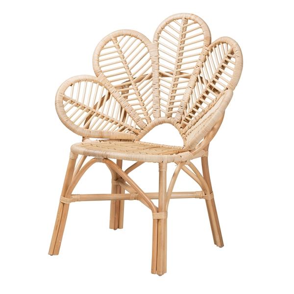 baxton studio bali & pari Bianca Modern Bohemian Natural Brown Rattan Flower Chair