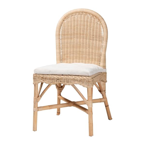 baxton studio bali & pari Bilu Bohemian Natural Rattan Dining Chair