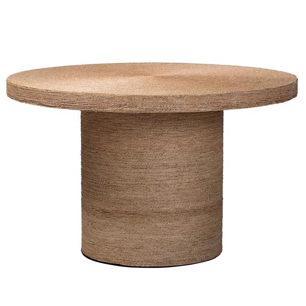 baxton studio bali & pari Bistra Modern Bohemian Natural Brown Seagrass and Wood Dining Table