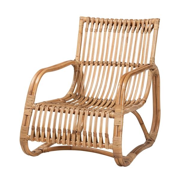 baxton studio bali & pari Blanca Modern Bohemian Natural Rattan Accent Chair