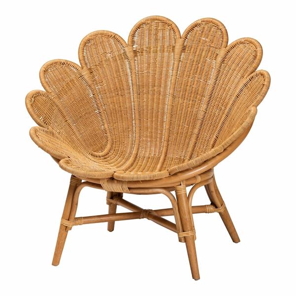 baxton studio bali & pari Blossom Bohemian Honey Rattan Accent Flower Chair