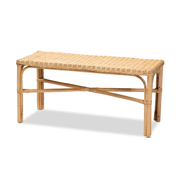 baxton studio bali & pari Cacaban Modern Bohemian Natural Brown Rattan Accent Bench
