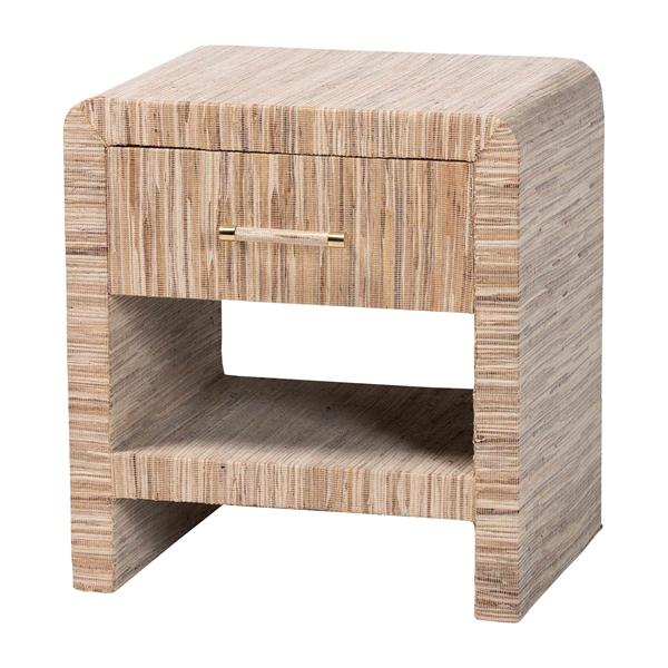 baxton studio bali & pari Callan Bohemian Woven Natural Grasscloth 1-Drawer Nightstand