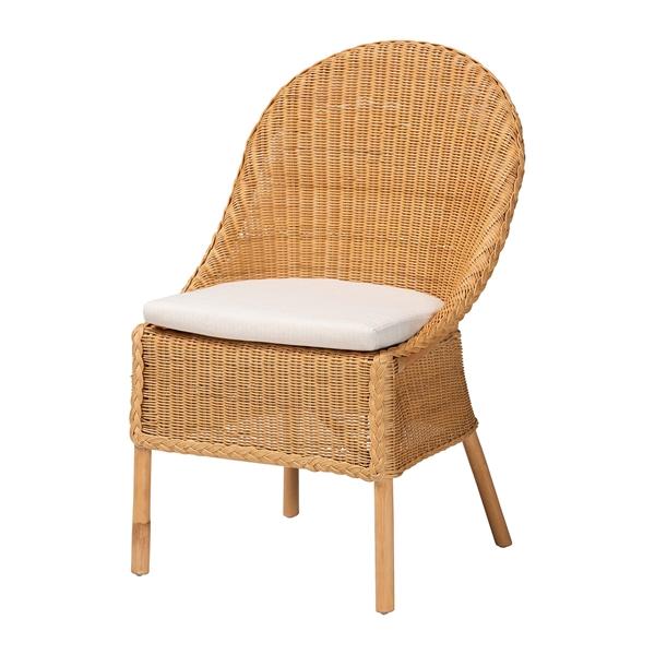 baxton studio bali & pari Camelia Bohemian Light Honey Rattan Dining Chair