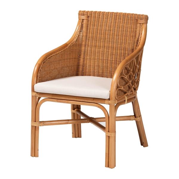baxton studio bali & pari Carolyn Bohemian Light Honey Rattan Dining Chair