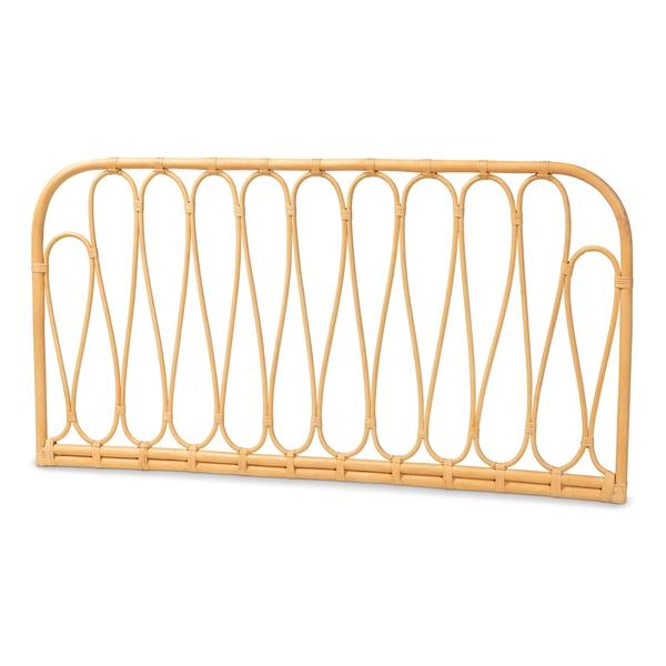 baxton studio bali & pari Carrick Modern Bohemian Natural Brown Rattan Queen Size Wall-mount Headboard