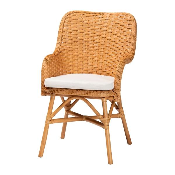 baxton studio bali & pari Celsie Bohemian Light Honey Rattan Dining Chair