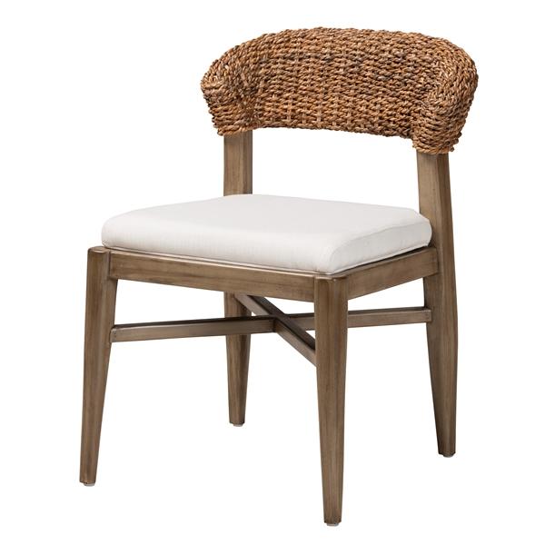 baxton studio bali & pari Chloe Modern Bohemian Walnut Brown Finished Mahogany Wood and Natural Rattan Dining Chair