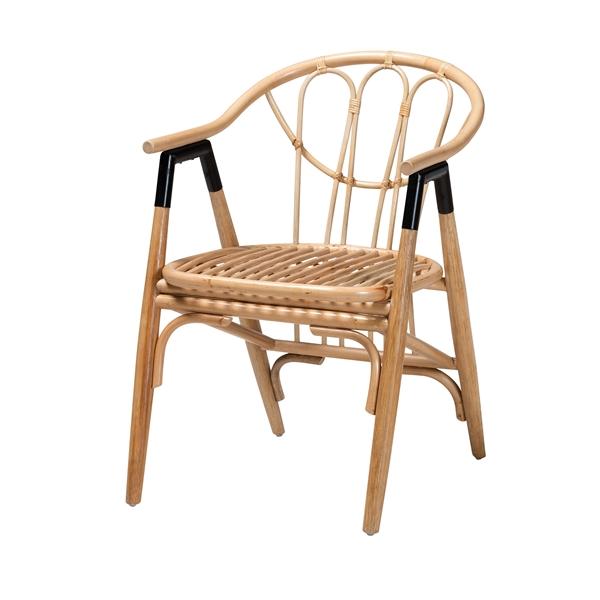 baxton studio bali & pari Cyntia Modern Bohemian Natural Brown Rattan Dining Chair