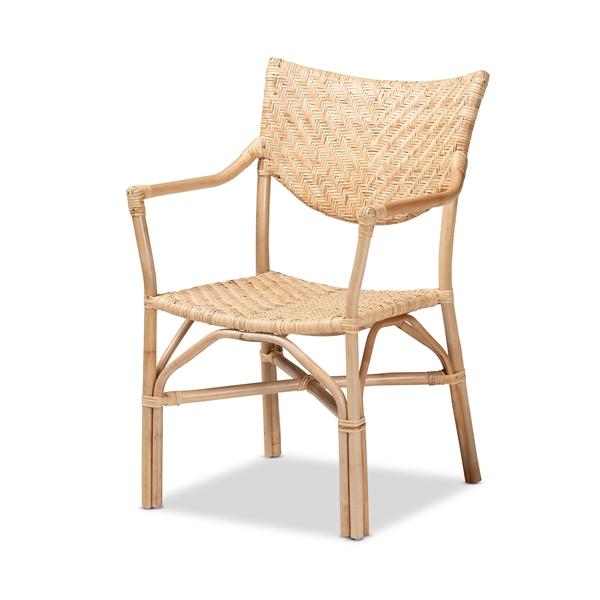 baxton studio bali & pari Damani Modern Bohemian Natural Brown Finished Rattan Dining Chair