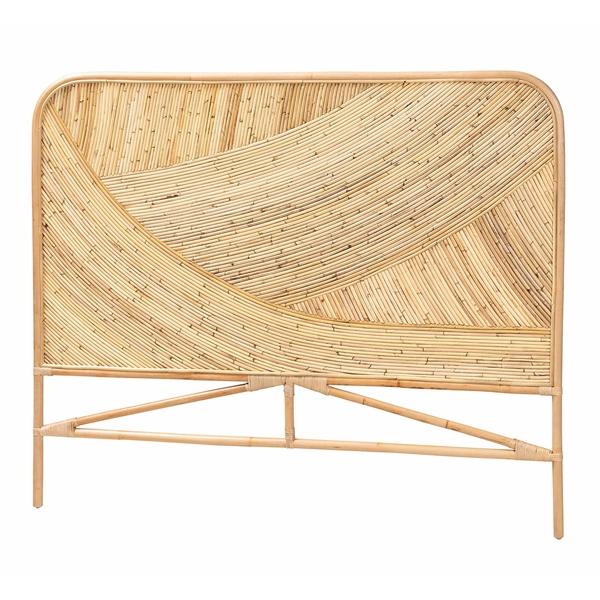 baxton studio bali & pari Delphi Modern Bohemian Natural Brown Rattan Queen Size Standalone Headboard