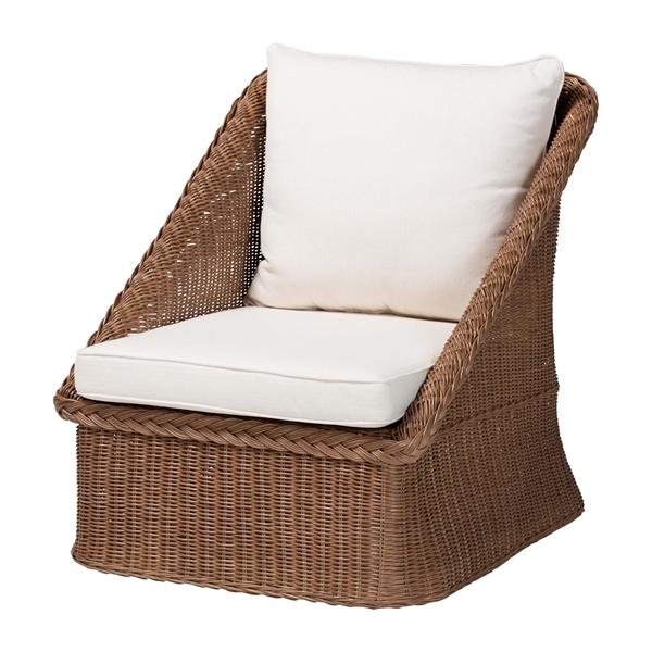 baxton studio bali & pari Derris Bohemian Peanut Brown Braided Rattan Arm Chair