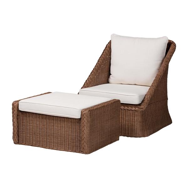 baxton studio bali & pari Derris Bohemian Peanut Brown Braided Rattan 2-Piece Arm Chair and Footstool Set baxton studio bali & pari Derris Bohemian Peanut Brown Braided Rattan 2-Piece Arm Chair and Footstool Set