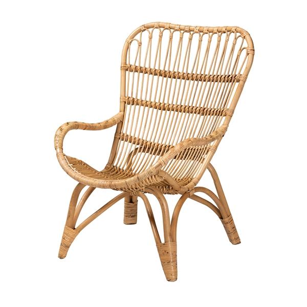 baxton studio bali & pari Earvin Modern Bohemian Natural Brown Rattan Armchair