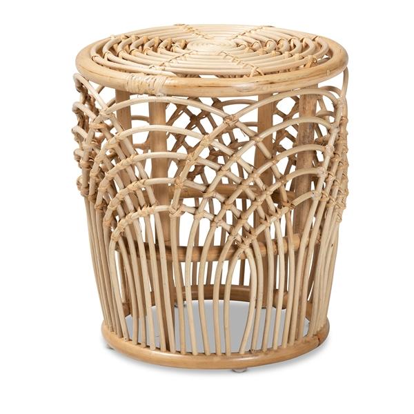 baxton studio bali & pari Edena Modern Bohemian Natural Brown Finished Rattan End Table