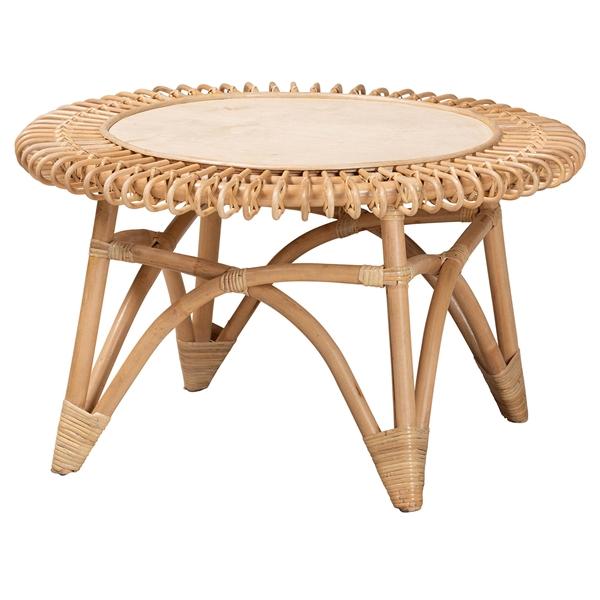 baxton studio bali & pari Elani Modern Bohemian Natural Rattan Coffee Table