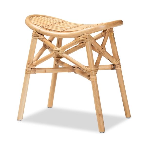 baxton studio bali & pari Elgon Modern Bohemian Natural Brown Rattan Footstool