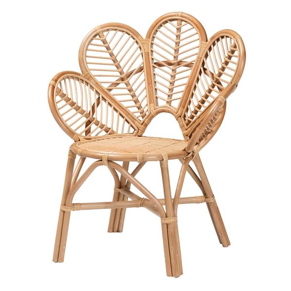 baxton studio bali & pari Eliava Modern Bohemian Natural Rattan Flower Accent Chair