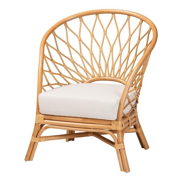 baxton studio bali & pari Emmeline Bohemian Honey Rattan Accent Chair