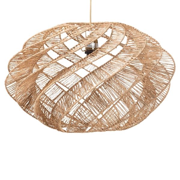 baxton studio bali & pari Enola Handwoven Jute Pendant Lampshade - Boho Chic Ceiling Light Cover with Twisted Spiral Design