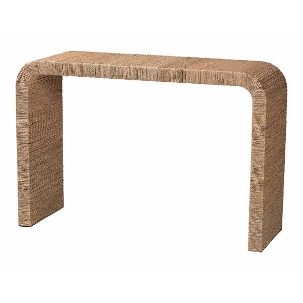 baxton studio bali & pari Eviana Japandi Natural Seagrass Waterfall Console Table