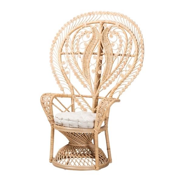 baxton studio bali & pari Fedra Modern Bohemian Natural Brown Rattan Peacock Accent Chair