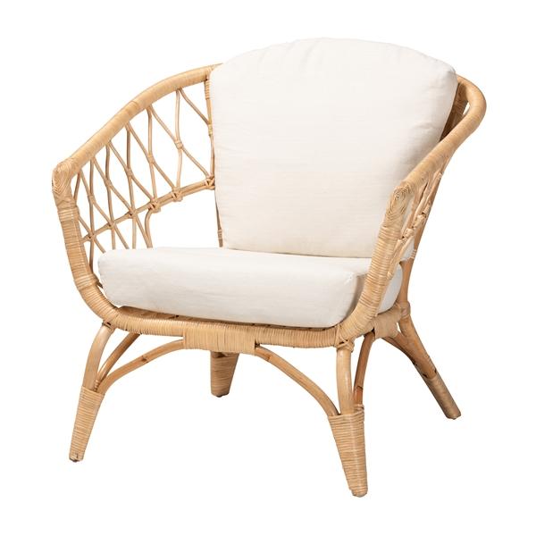 baxton studio bali & pari Feya Modern Bohemian Natural Brown Antique Rattan Armchair