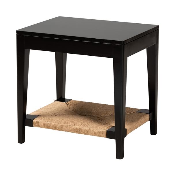 baxton studio bali & pari Freya Modern Bohemian Black Finished Bayur Wood End Table