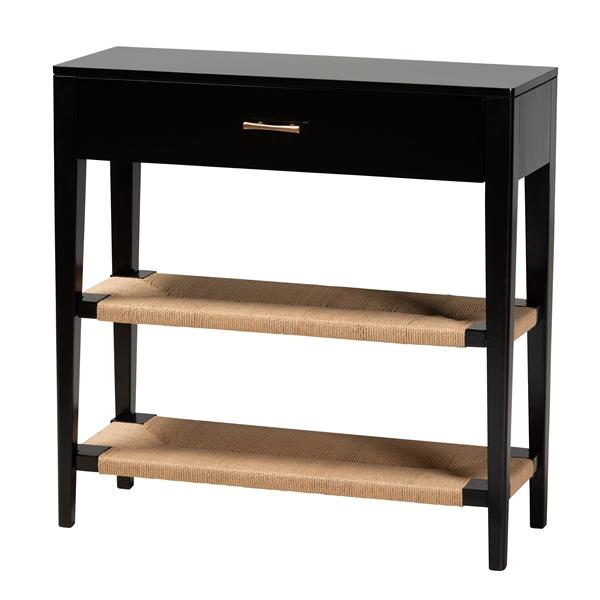 baxton studio bali & pari Freya Modern Bohemian Black Finished Bayur Wood 1-Drawer Console Table