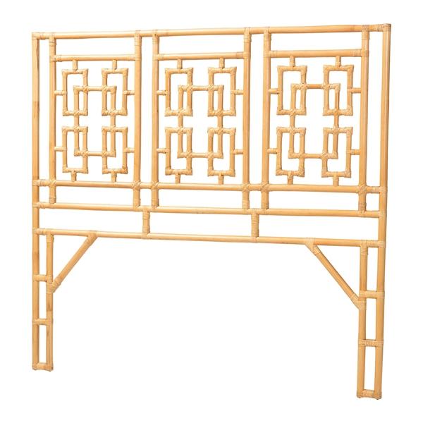 baxton studio bali & pari Galvan Bohemian Natural Rattan Queen Size Standalone Headboard