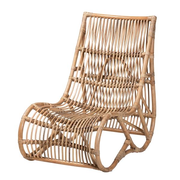 baxton studio bali & pari Genera Modern Bohemian Natural Rattan Lounge Chair