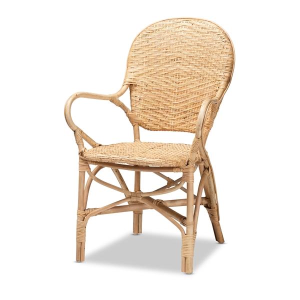 baxton studio bali & pari Genna Modern Bohemian Natural Brown Finished Rattan Dining Chair