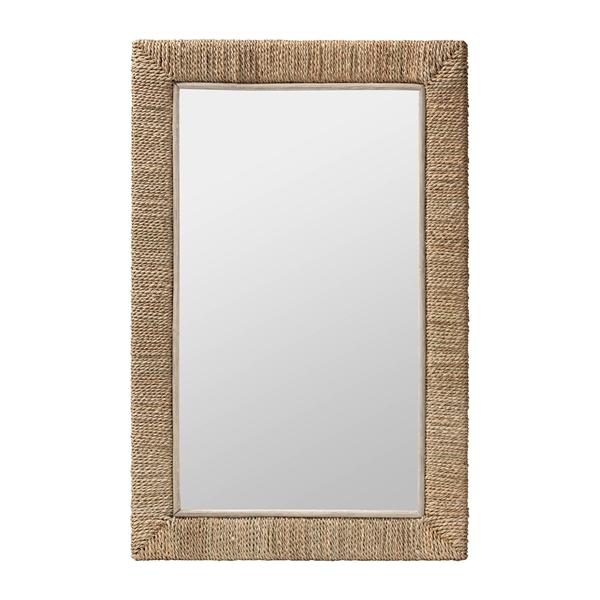 baxton studio bali & pari Geralyn Japandi Natural Seagrass Rectangular Wall Mirror