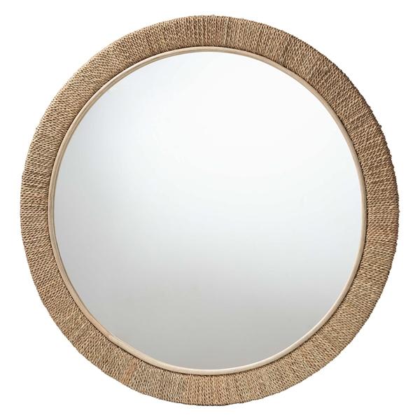 baxton studio bali & pari Geralyn Japandi Natural Seagrass Round Wall Mirror