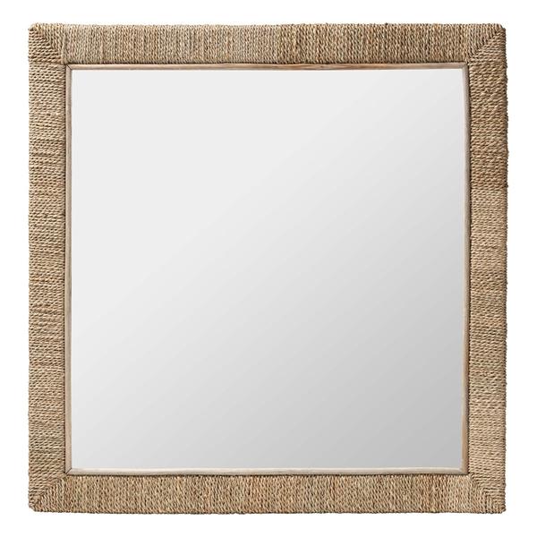 baxton studio bali & pari Geralyn Japandi Natural Seagrass Square Wall Mirror