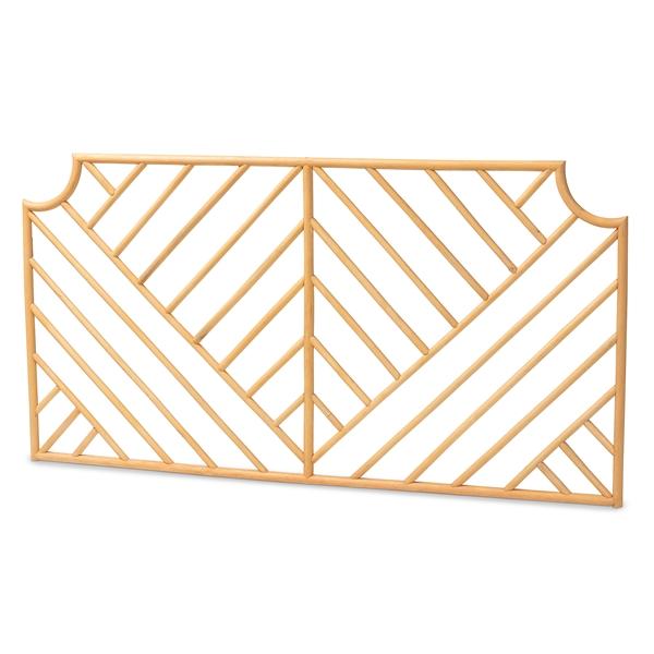 baxton studio bali & pari Giza Modern Bohemian Natural Brown Rattan Queen Size Wall-mount Headboard