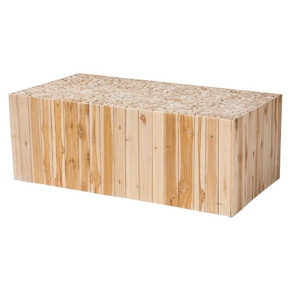 baxton studio bali & pari Grayson Bohemian Natural Teak Wood Coffee Table with Unique Repurposed Wood Logs