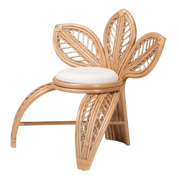 baxton studio bali & pari Gresham Modern Bohemian Natural Rattan Leaf Accent Chair